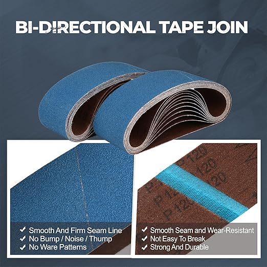 3 x 21 Inch Zirconia Sanding Belts, 20Pcs 5 Each of 40/60/80/120 Assorted Grits, Belt Sander Sanding Belt for Knife Blade Sharpening, Metal Polishing, Derusting, Woodworking