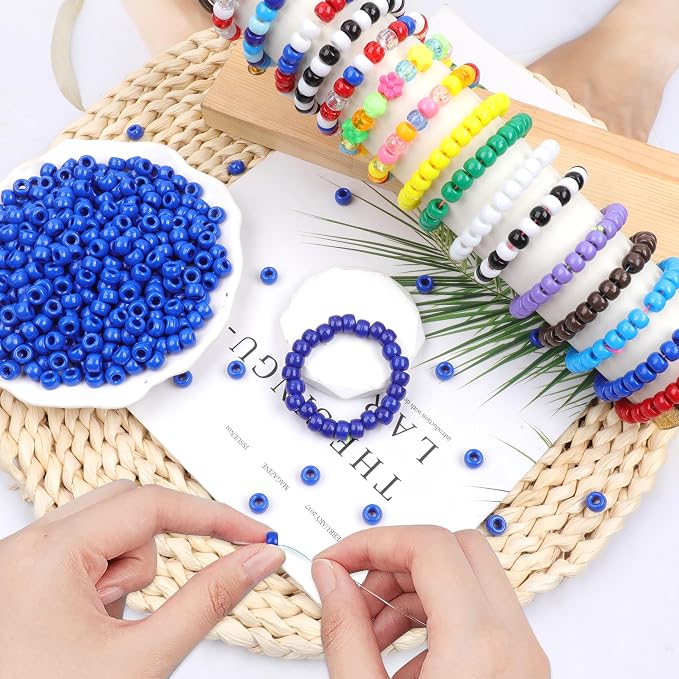 Royal Blue Pony Beads for Bracelet 1000 Pcs Plastic Beads for Friendship - Image 4