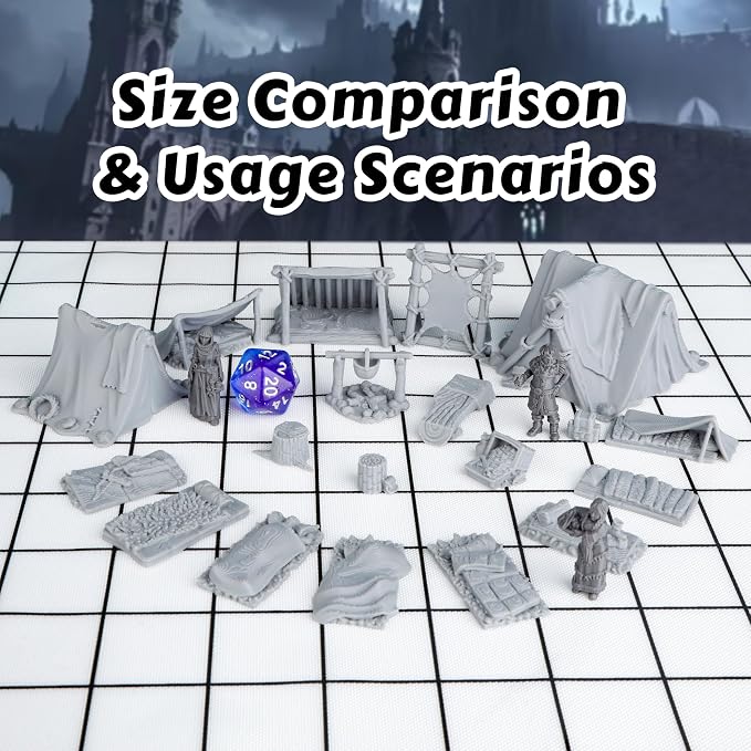 AUSPDICE 21pcs DND Camp Terrain Building Set – Unpainted Miniatures - Image 2