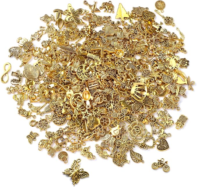 SANNIX 350Pcs Antique Gold Charms Bulk Lots Jewelry Making Charms Assorted by SANNIX