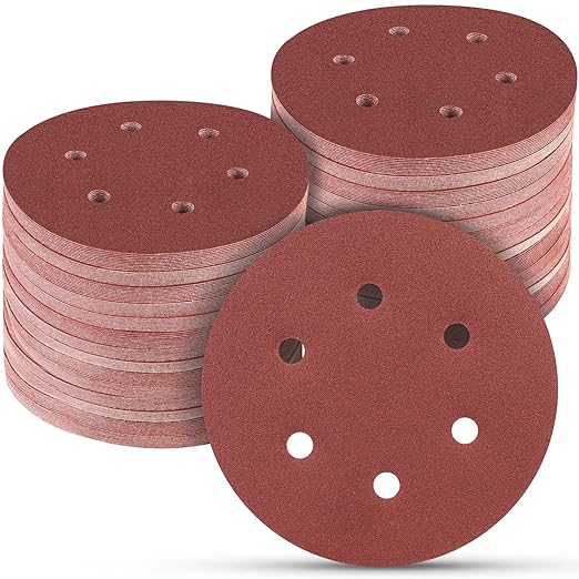 100 PCS 6 Inch Sanding Discs 180 Grit Hook and Loop Sandpaper, Round Orbital Sand Paper Discs for Sander
