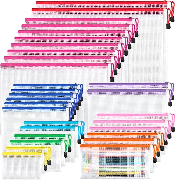 JARLINK 30 Pcs Mesh Zipper Pouch Bags, 8 Sizes Waterproof Zipper Bags | by JARLINK