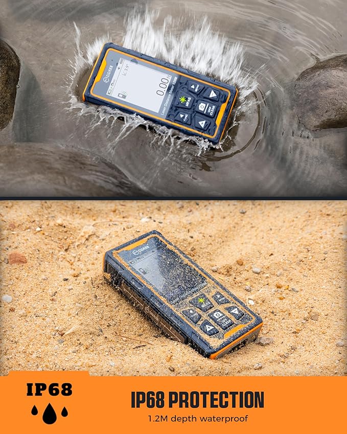 Laser Measuring Tool, CIGMAN 393ft Green-Beam Laser Measure, Outdoor Laser Measurement Tool with 4X Camera, P2P Technology, IP68, Rechargeable Laser Distance Meter, Length, Area, Volume, Angle Sensor