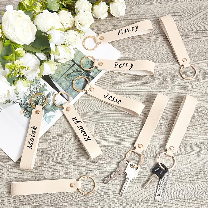 Wavyknot 100 Pcs PU Leather Keychain Blanks Bulk Laser Engraving Blanks - Image 3