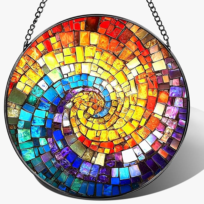 8'' Rainbow Spiral Suncatcher Ornament, Stained Glass Window Hanging, Sun by Unknown