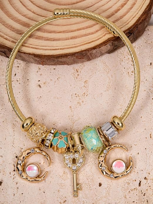 Gold-Tone Moon Charms with Rhinestones - Image 6