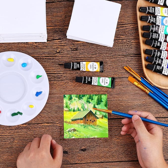 ESRICH 3x3IN Small Canvases for Painting, 32 Pack Mini Canvas Boards Cotton - Image 6