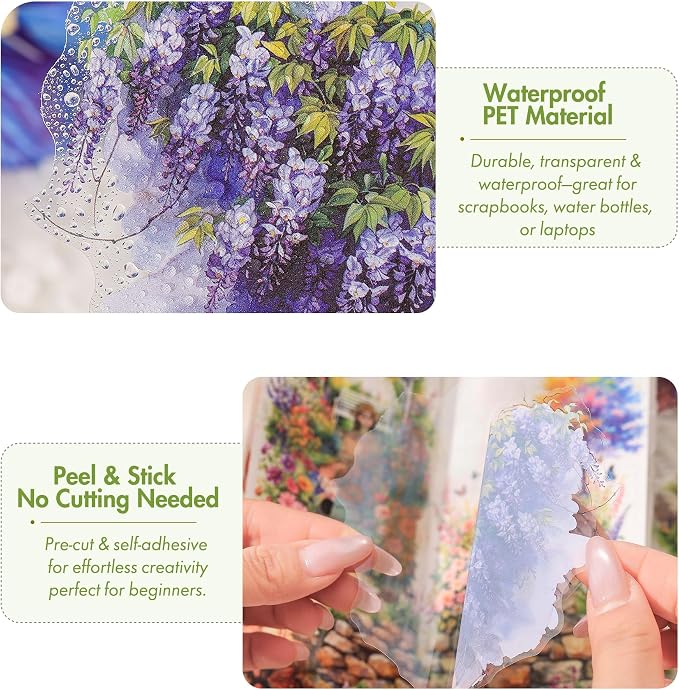 3.4" Large Flower Stickers for Scrapbooking – 60PCS Waterproof Wall &Floral - Image 3