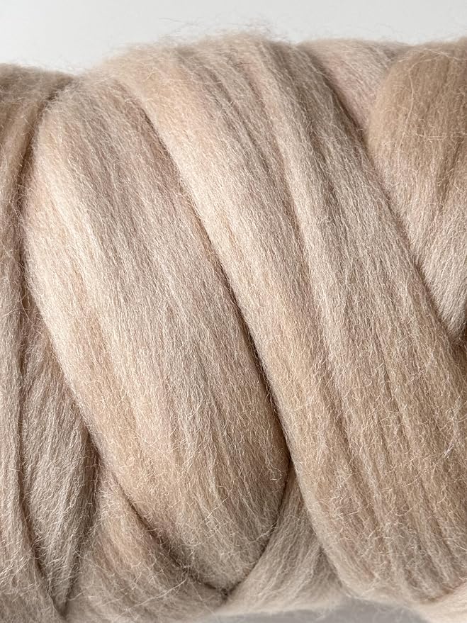 Cream Beige Wool Roving, 8 OZ. Best Wool - Image 4
