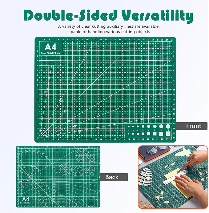 2 Packs Cutting Mats, A4 12'' x 9'' Double Sided Cutting Mat, Non-Slip 5 Layers - Image 5