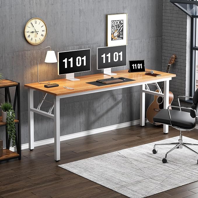 Need Large Folding Computer Desk, 62 Inch Writing Table, Teak | No-Assembly - Image 7