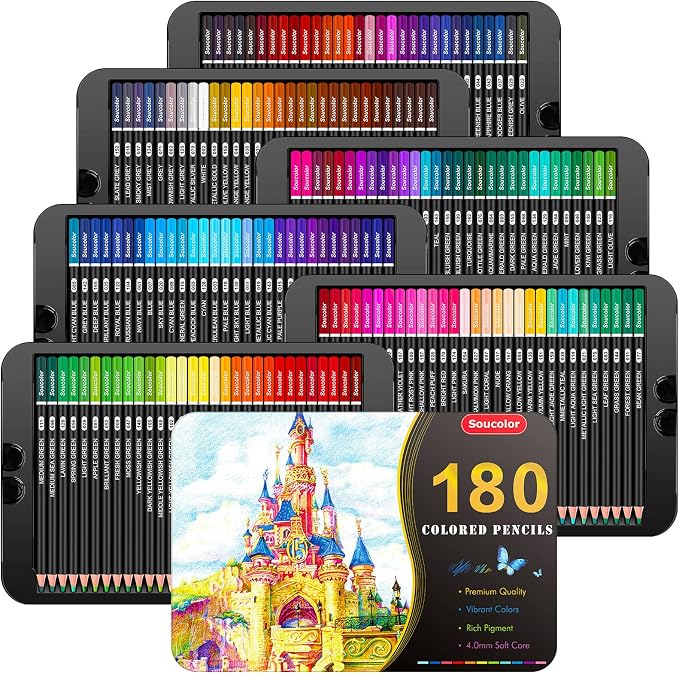 Soucolor 180-Color Artist Colored Pencils Set by Soucolor
