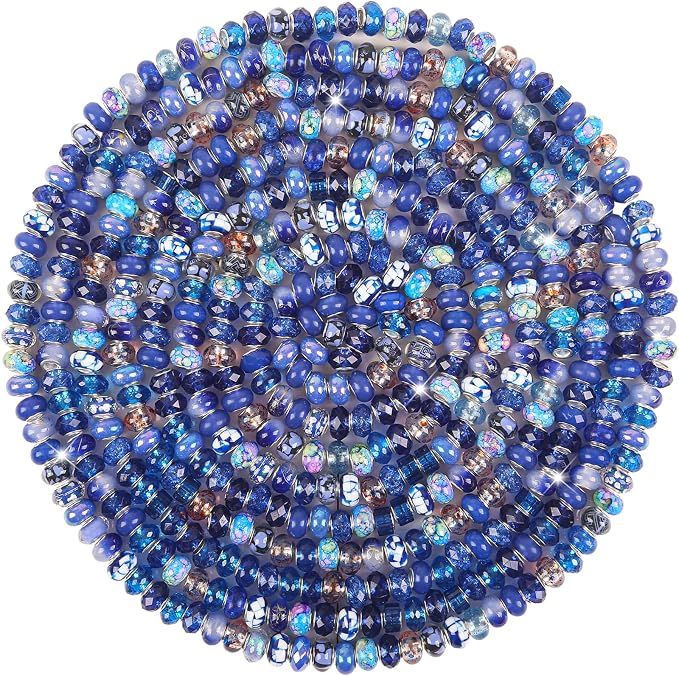 200Pcs Large Hole Beads Spacer Beads Dark Blue Assorted European Craft Big by BRACELETMAKINGKIT