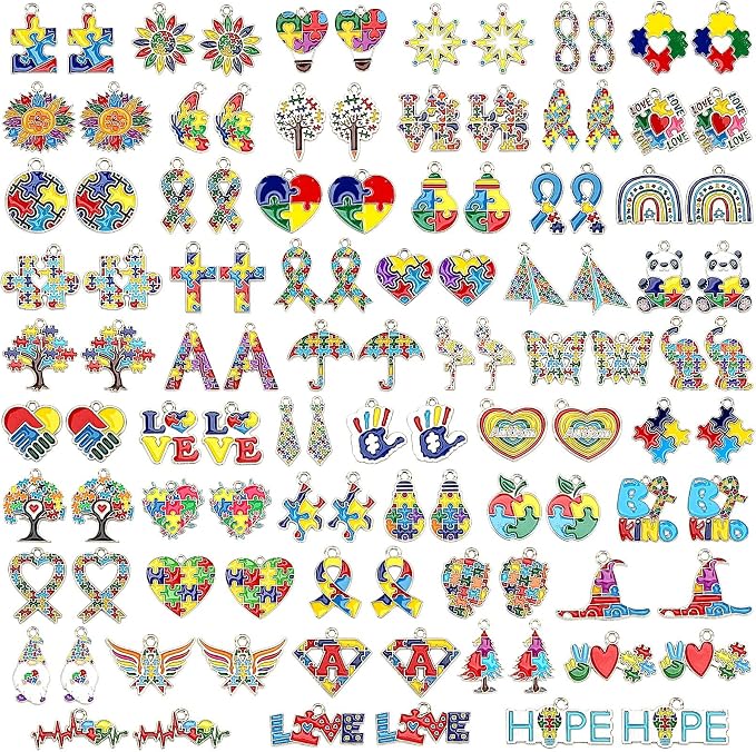 SANNIX 110Pcs Enamel Autism Awareness Charms by SANNIX