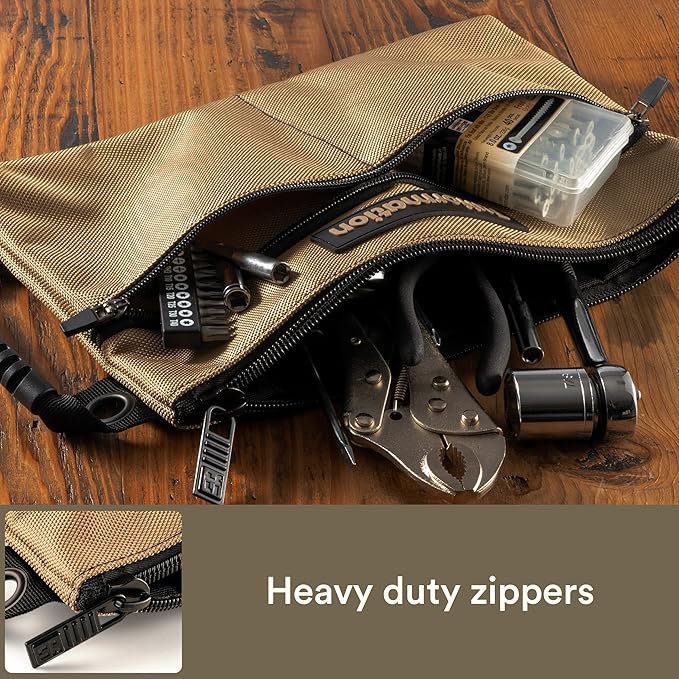 Small Tool Pouch, Tool Bag Organizer with Zipper. Small Tool Bag with Multiple Compartments. Perfect Tool Pouch Bags for Men Women Electricians & Others.