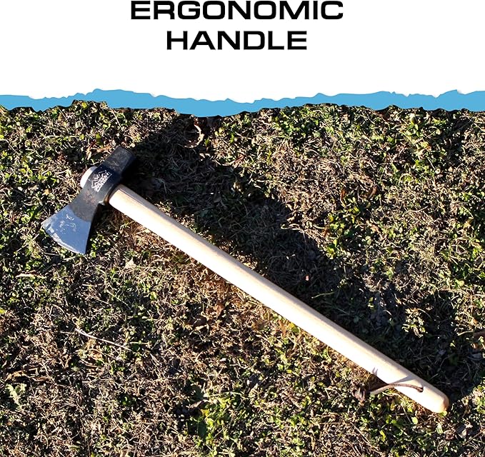 Prandi Axes Merlin C45 Forged Carbon Steel Splitting Maul - Hickory Handle with Leather String - Ideal for Firewood, Splitting, and Chopping - 35.43" L x 8.78" W, 3000g Head 3.014.30.TH - No Sheath