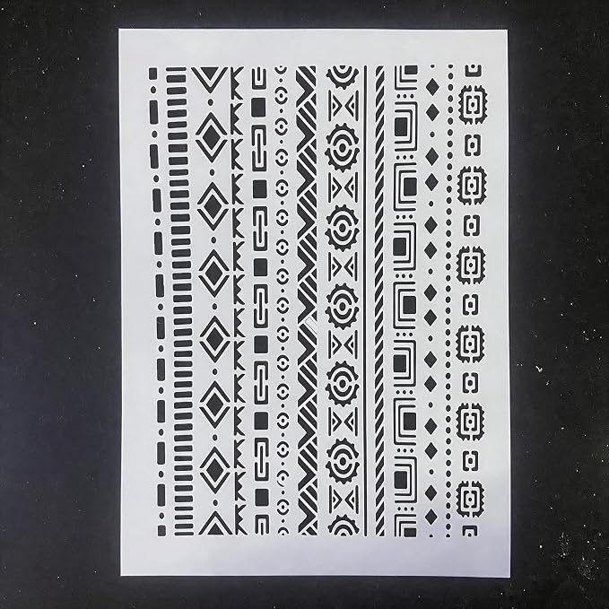 TIAMECH A4 Reusable Aztec Tribal Border Stencil - Image 2