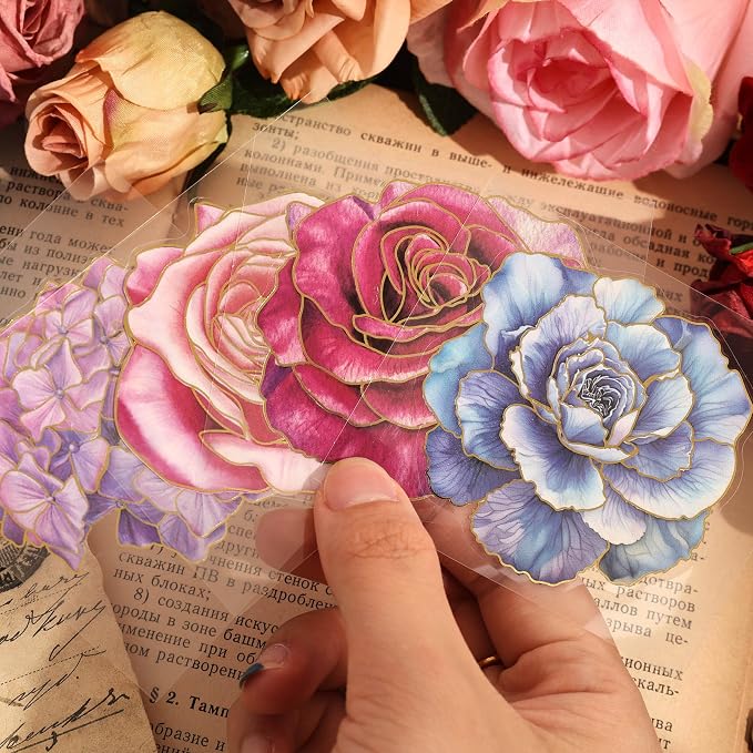 emmoolife Pressed Flower Stickers Set Large Dried Flowers Themed Resin Sticker - Image 7