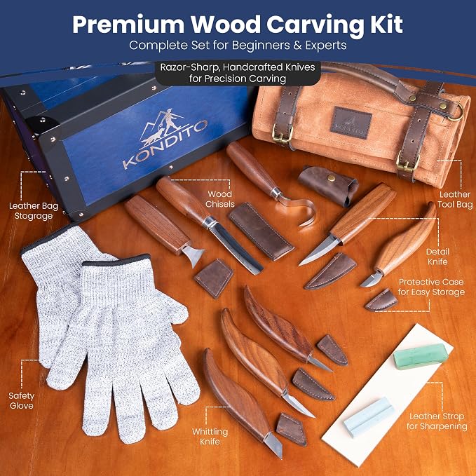 KONDITO Complete Wood Carving Kit – Premium Carving Knives Set - Image 2