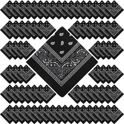 100 Pack Bandanas Unisex Paisley Bandanas Bulk Multi Purpose Cowboy Head Wrap by Handepo