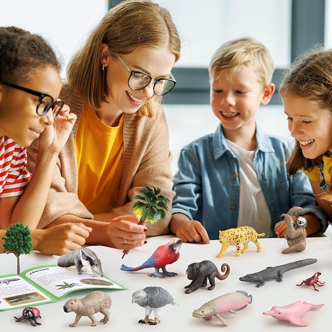 37PCS Rainforest Animals Figures Toys Set, Rainforest Diorama Supplies Include - Image 6