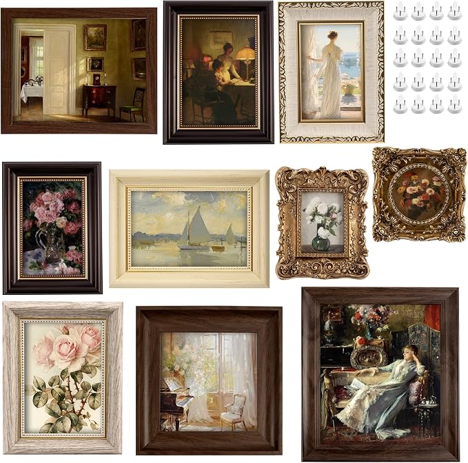 10-Pack Vintage Picture Frames Set, Antique Gallery Wall Frame Set | Wall & by Unknown