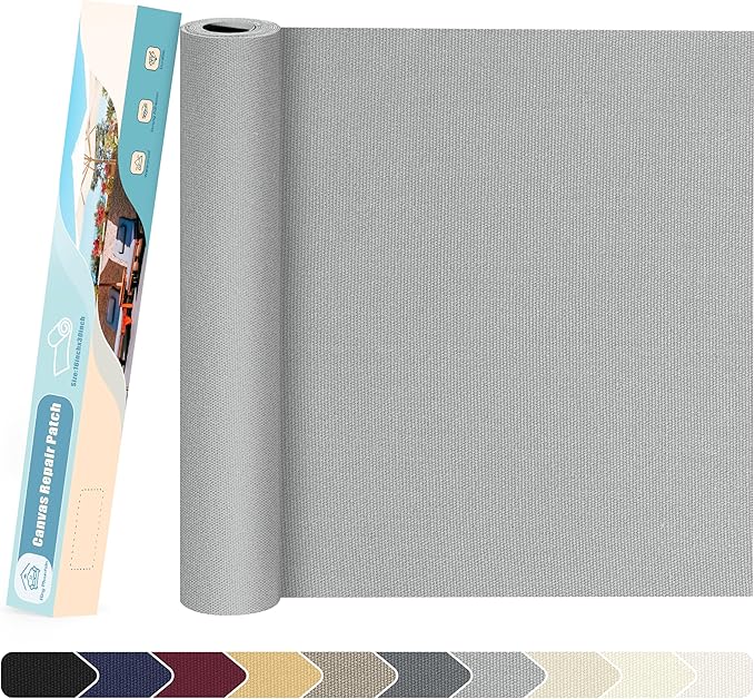 KING MOUNTAIN Canvas Repair Patch 16×30 Inch Self-Adhesive Waterproof Fabric Patch for Sofas, Tents, Furniture,Tote Bags, Car Seats (Grey2.0)