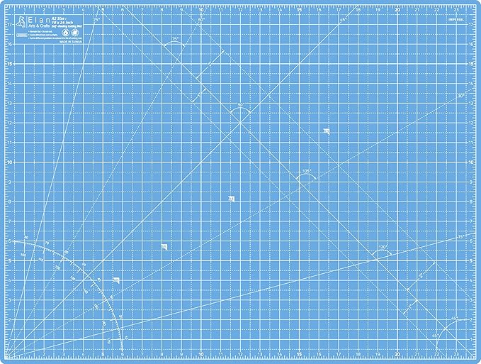 Elan Cutting Mat A2 Blue, Self Healing Cutting Mat 18x24 Inch, 5-Ply Craft by Elan