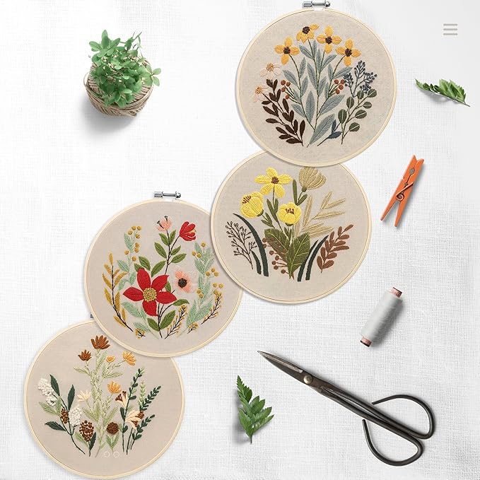 Bonroy 4 Sets Embroidery Set for Beginners, Art Craft, Easy Sewing, Includes - Image 5