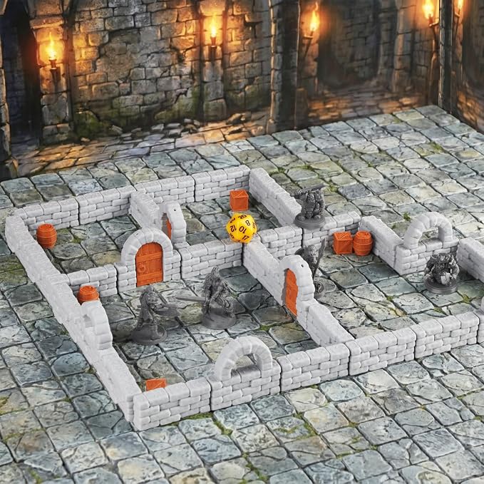 Dungeon Walls 40pcs 28mm Miniature RPG Modular System DND Terrain Building - Image 9