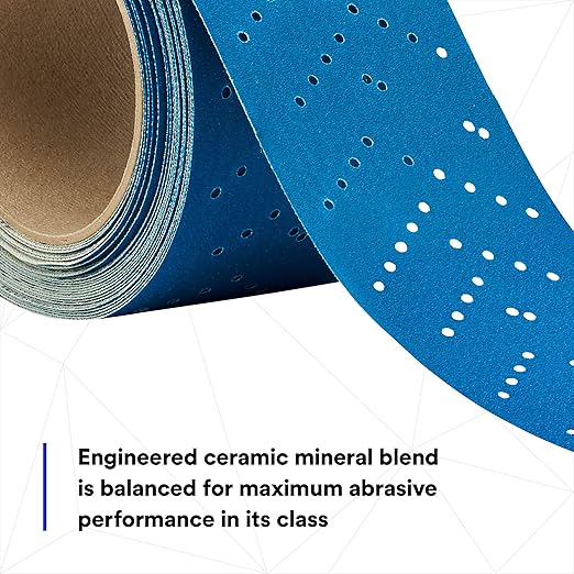 3M Hookit Blue Abrasive Sheet Roll, 36195, Multi-Hole, 2.75 in x 13 yd, 320+ Grade, Automotive Sanding Roll Sandpaper for Coating Removal, Body Repair, Auto Sanding