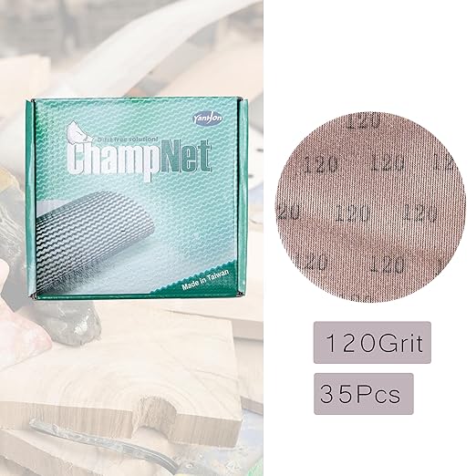 Mesh 5 inch 6 inch Sanding Discs 35PCS Hook and Loop Sanding Discs, Dust-Free, Ideal for Metal, Wood, Composites, Stock Removal, and Fine Finishing (6in, 120 Grit)