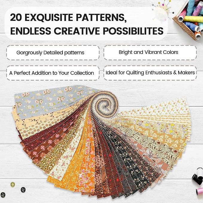 Craftido-20 Options-100% Cotton Jelly Roll Fabric Precut Strips - Image 3