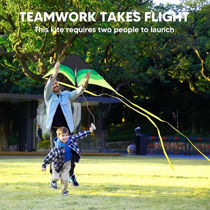 SYNCFUN Large Delta Kite Gradient Green– Easy to Fly - Image 2