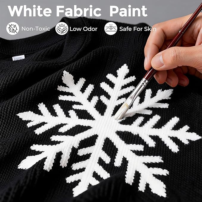Nicpro White Fabric Paint with Pump, 33.8 fl oz Large Fabric Paint - Image 3