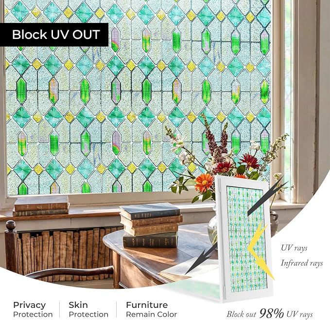 3D Stained Glass Window Film, Decorative Window Privacy Film - Image 3