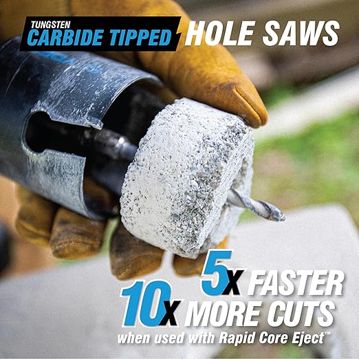 Spyder 27-Piece TCT and Bi-Metal Hole Saw Kit with Hex8 and Hex10 Rapid Core Eject Arbor System and HSS Pilot Bits