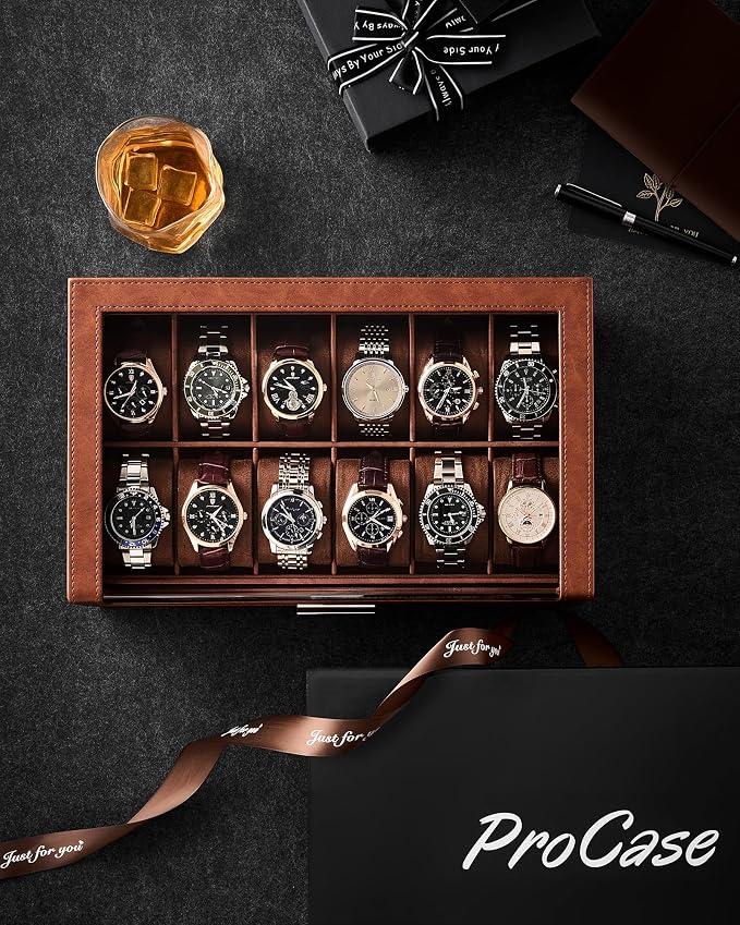 ProCase Watch Box for Men, 12 Slots Watch Display Holder - Image 7