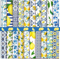 HunnmingRe 20 Pcs 10''x10'' Lemon Quilting Fabric Square Chinoiserie Precuts by HunnmingRe