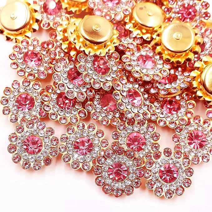 14mm 150pcs Crystals Rose Red Glass Gems Sew on Rhinestones, Metal Base Claw by Unknown