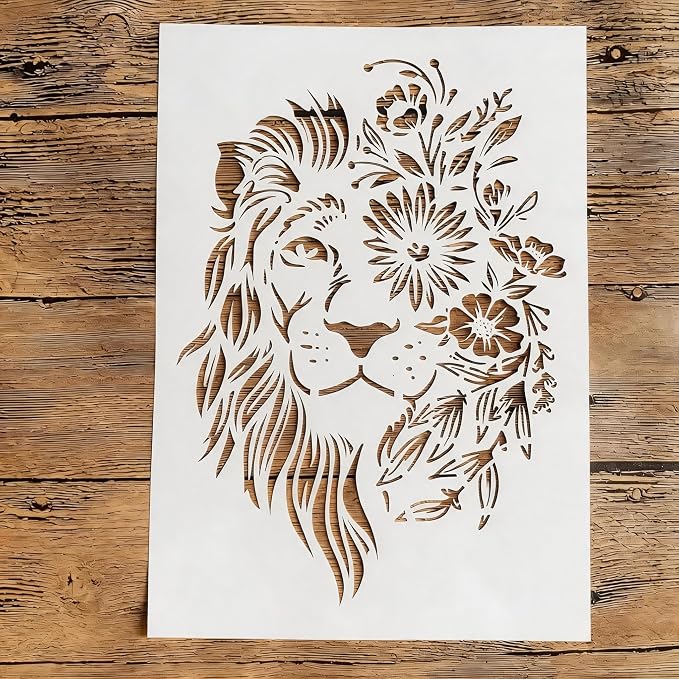 TIAMECH A4 Reusable Flower Eye Lion Stencil by TIAMECH