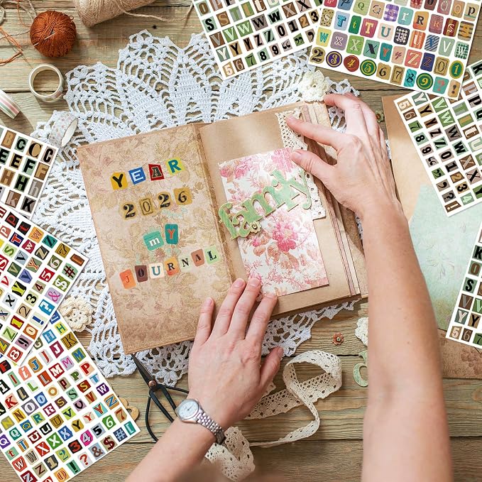 1920pcs Scrapbook Letter Stickers Ransom Vintage Junk Journal Stickers Numbers - Image 7