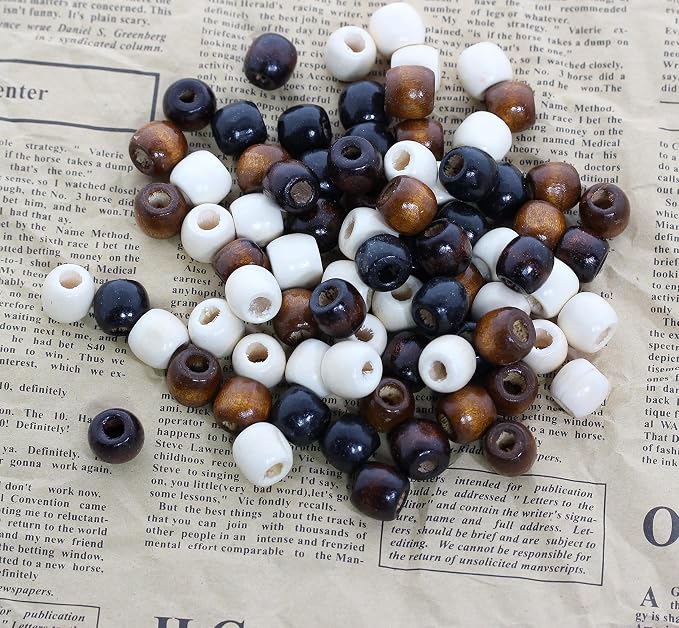 100Pcs Large Hole Barrel Wood Beads, BetterJonny 4 Colors Natural Wooden - Image 2