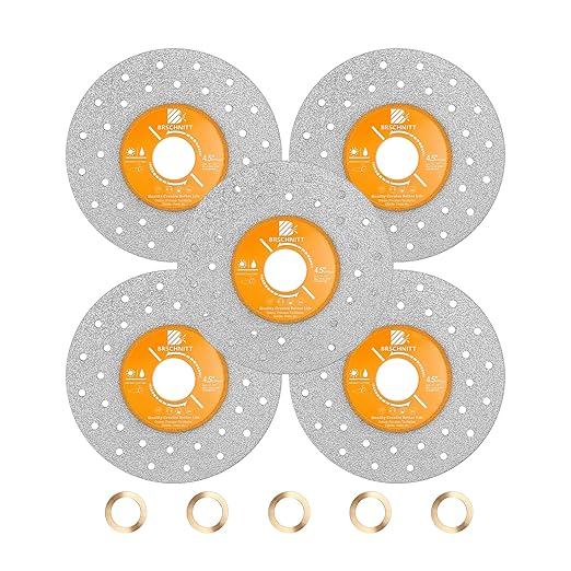 Rock Slab Grinding Disc - 4.5 inch Glass Cutter Disc (5pcs), Granite Cutting Disc, Diamond Grinder Wheel for Rock Slab, Stone, Tile, Marble, Granite, Glass Diamond Cutting Discs