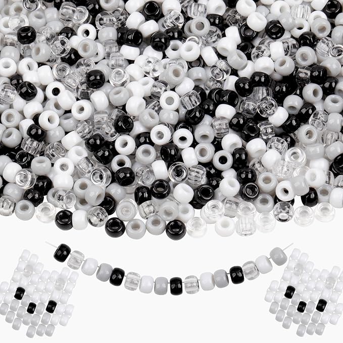 Black White Pony Beads 1000 Pcs Beads by KAKW