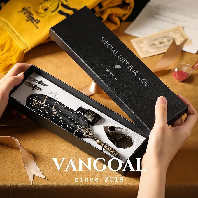 VANGOAL Vintage Black Feather Pen and Ink Set, Classic Series Goose Quill - Image 4