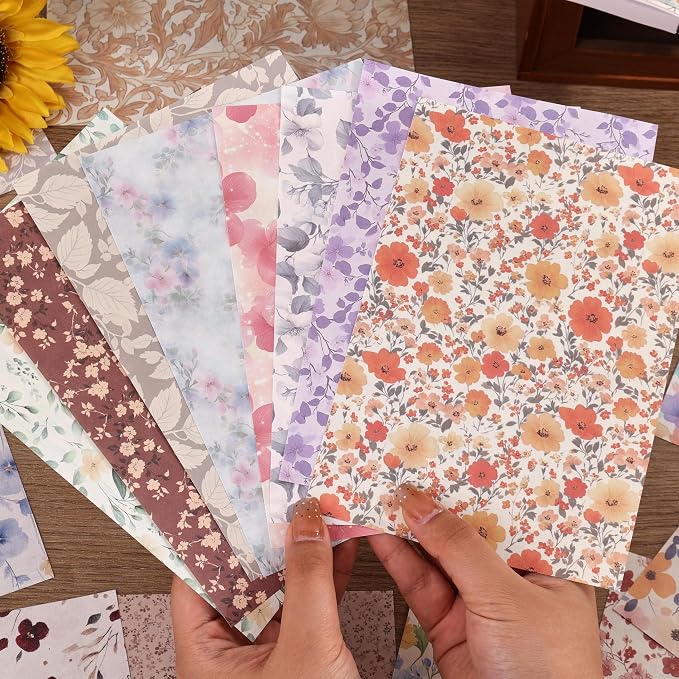 180 Sheets Vintage Floral Scrapbook Paper - Image 6