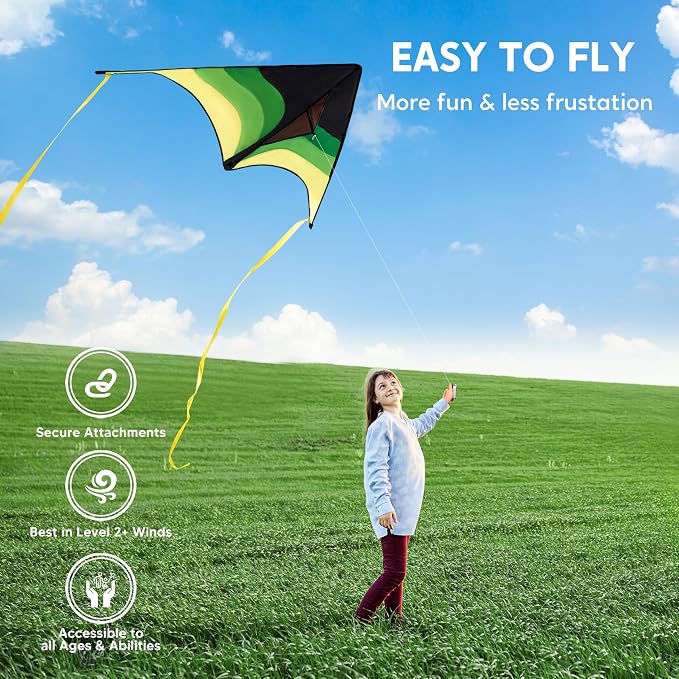 SYNCFUN Large Delta Kite Gradient Green– Easy to Fly - Image 3