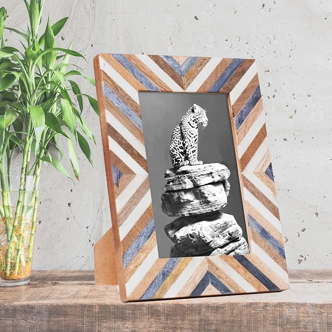 Handmade Picture Photo Frame Chevron Herringbone Art Inspired Vintage - Image 2