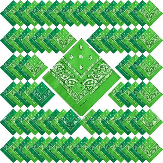 100 Pack Bandanas Unisex Paisley Bandanas Bulk Multi Purpose Cowboy Head Wrap by Handepo